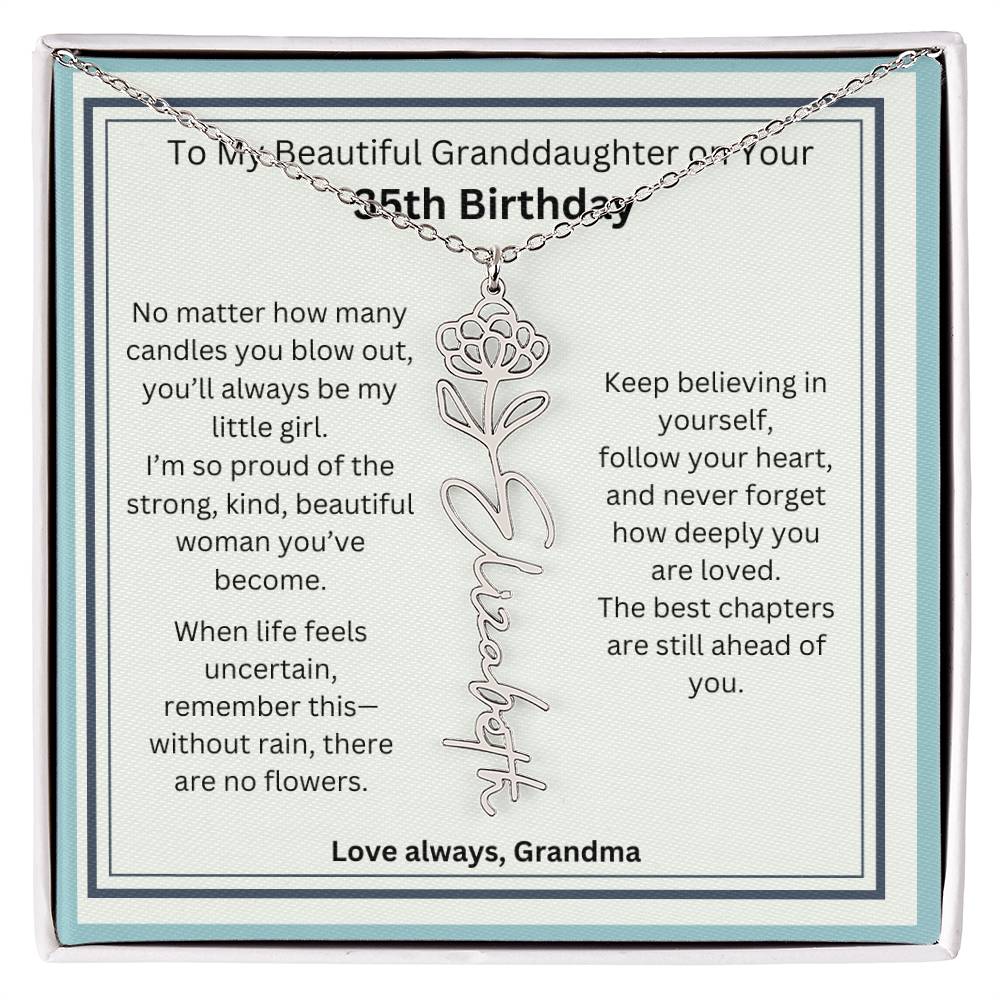 Birthday Gift for Granddaughter - Birth Flower Name Necklace