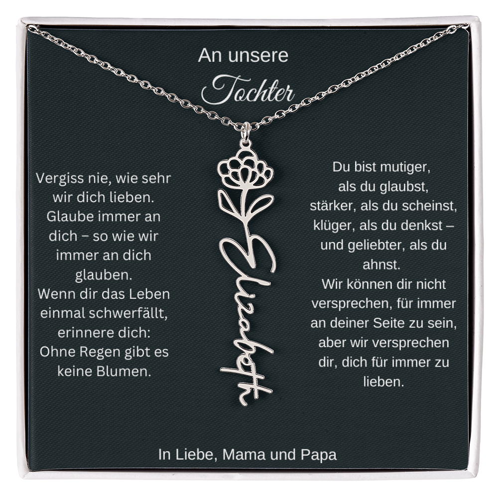 Geburtsblume Namenskette Tochter personalisierte Gravur Kette Geschenk