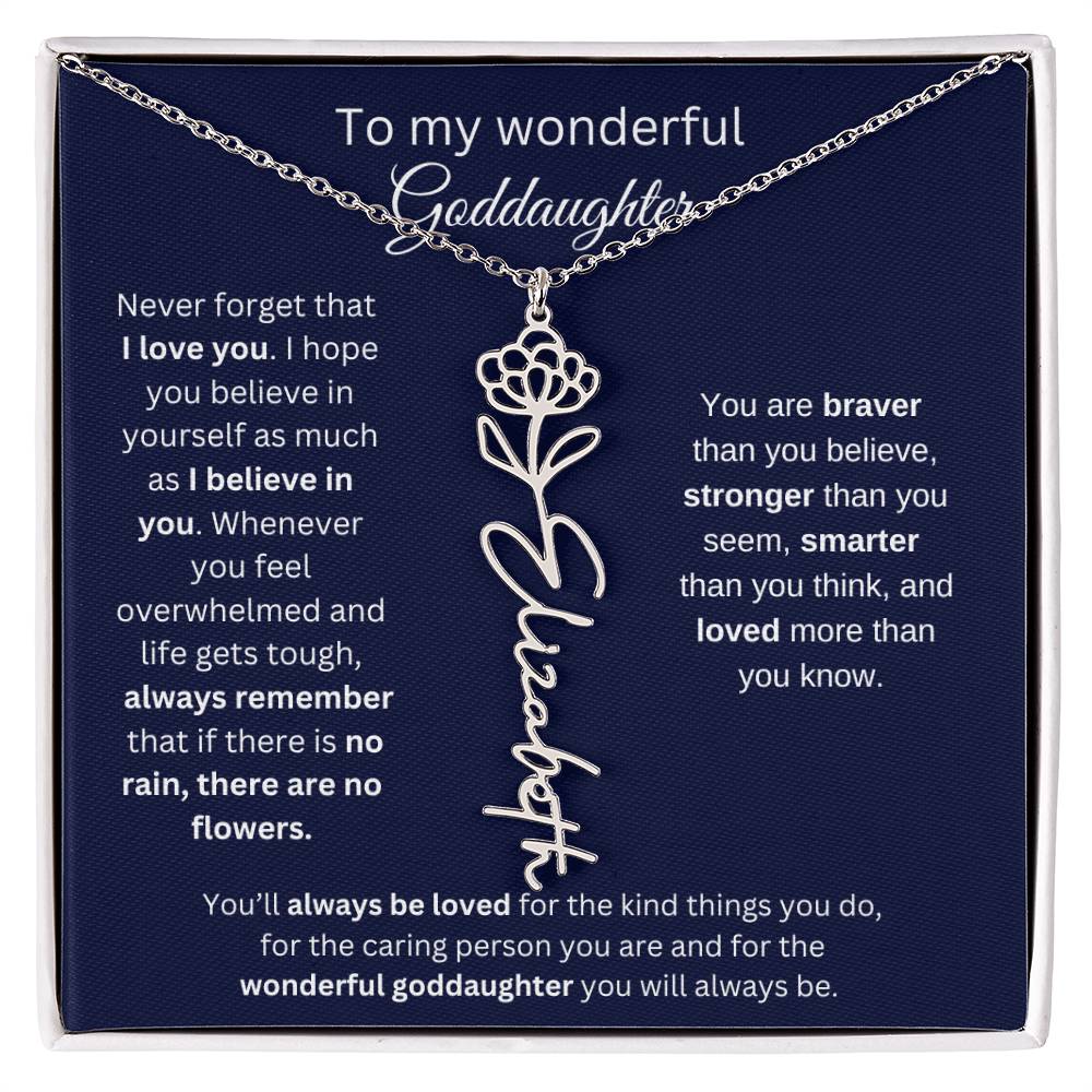 To My Wonderful Goddaughter - I Love You - Flower Name Necklace