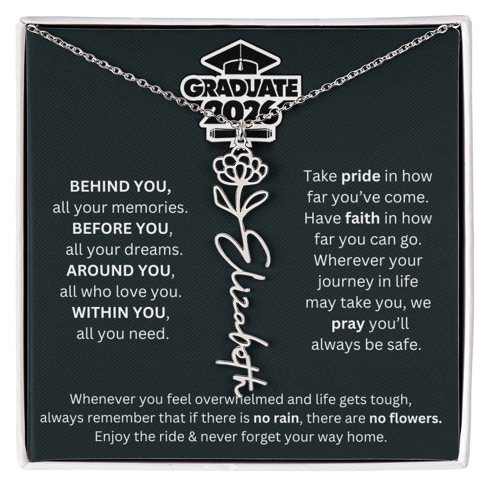2026 Graduation Gift | Birth Flower Name Necklace 1