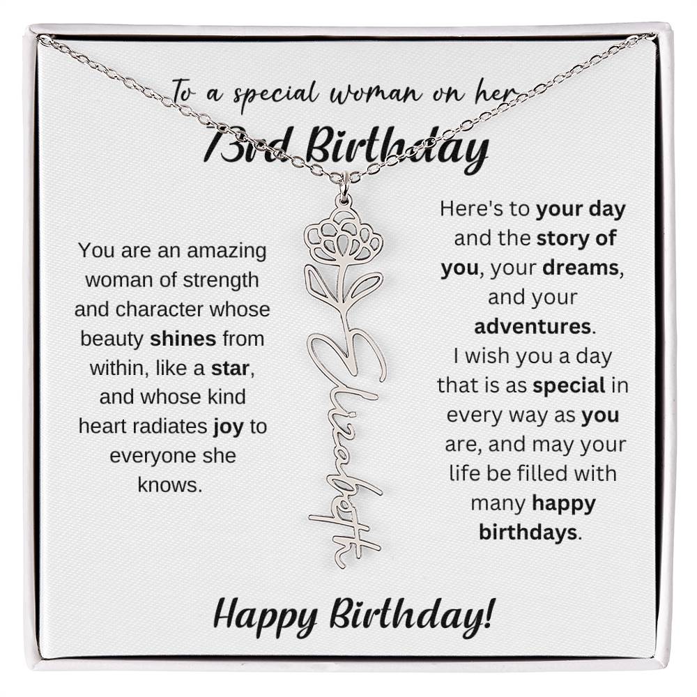 73rd Birthday Gift Birthflower Necklace