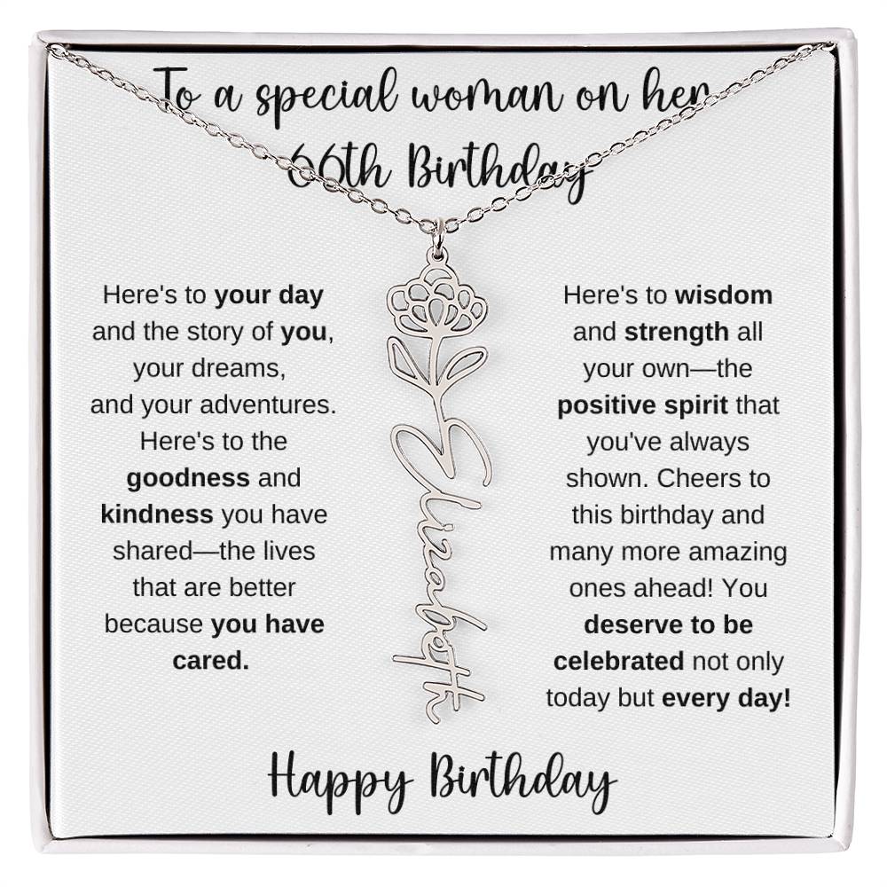 66th Birthday - Flower Name Necklace