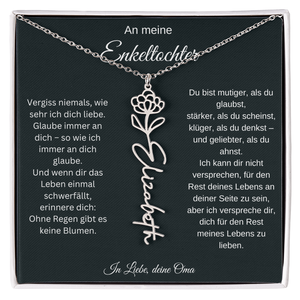 An meine Enkeltochter Geburtsblume Namenskette personalisierte Gravur Schmuck Geschenk