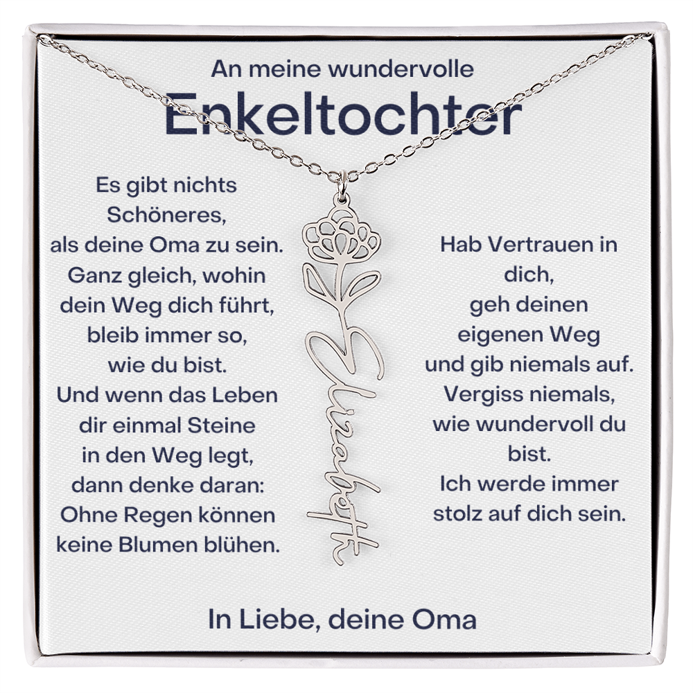 Personalisierte Geburtsblumenkette für Enkeltochter Von Oma