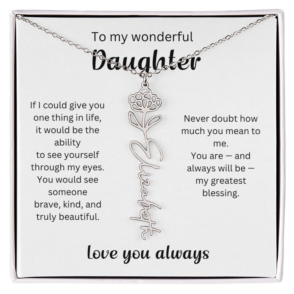 Emotional Gift for Daughter - Birth Flower Name Necklace 3