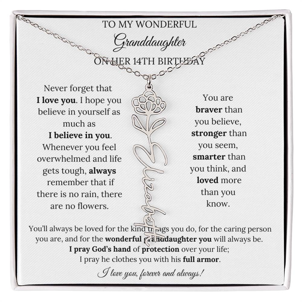 To My Wonderful Granddaughter On Her 14th Birthday - I Love You Forever & Always
