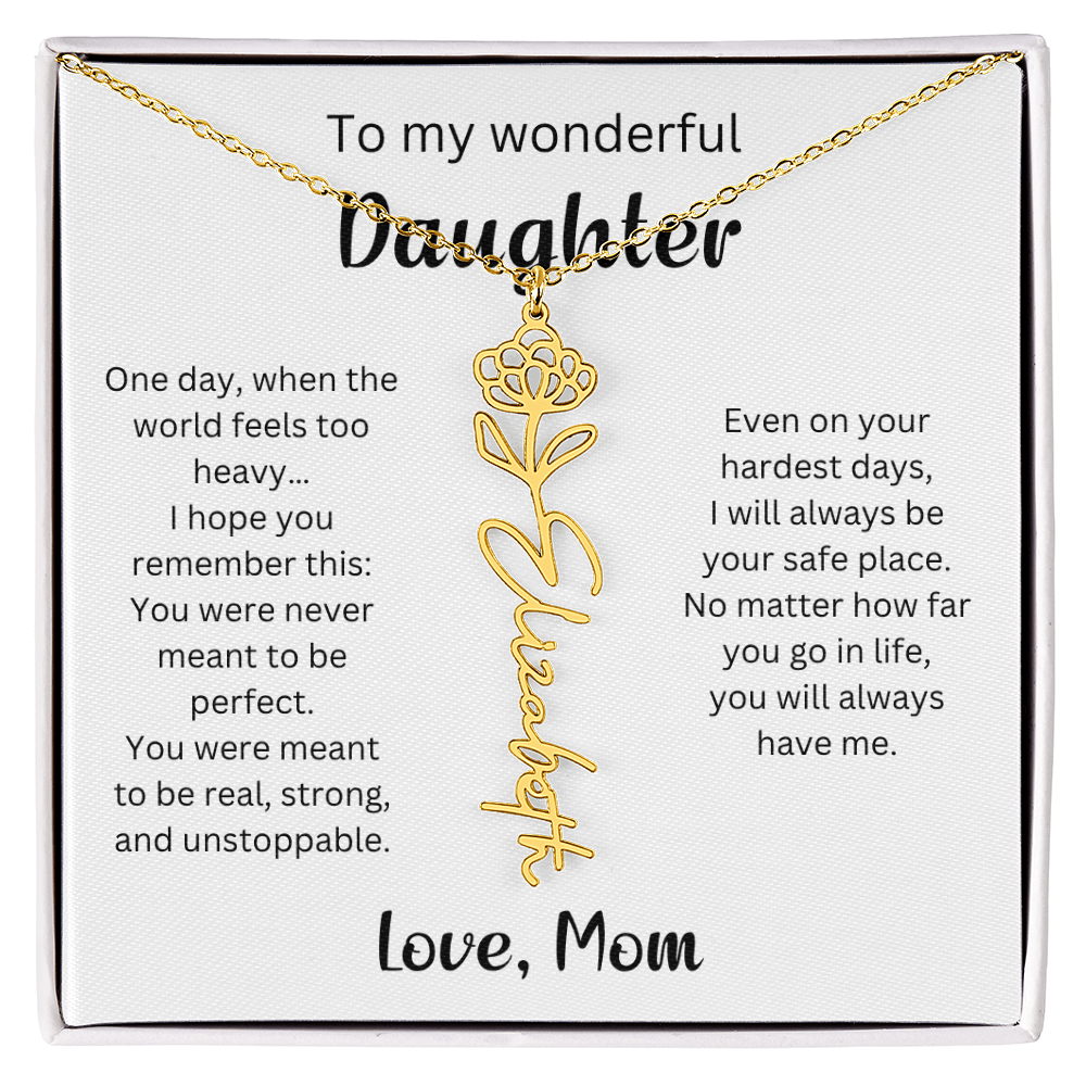 Emotional Gift for Daughter - Birth Flower Name Necklace