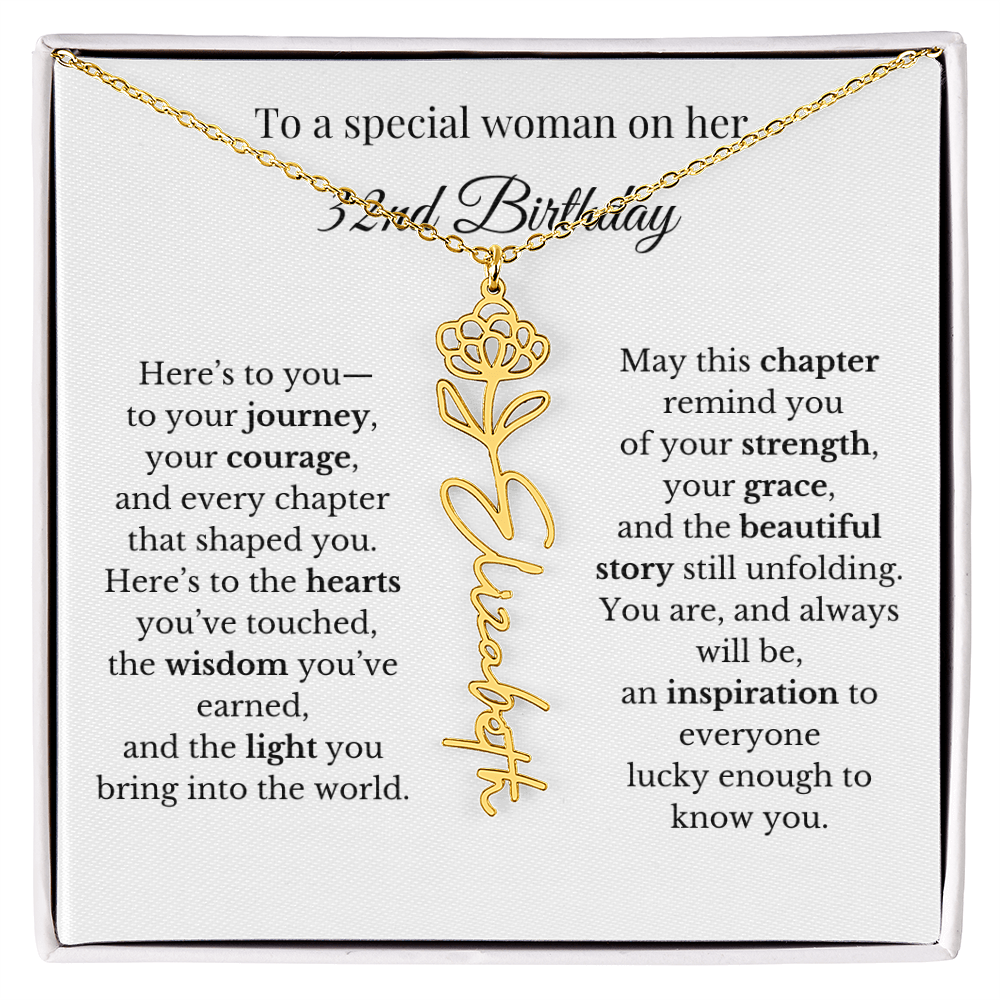 32nd Birthday Gift for Her Birth Flower Name Necklace