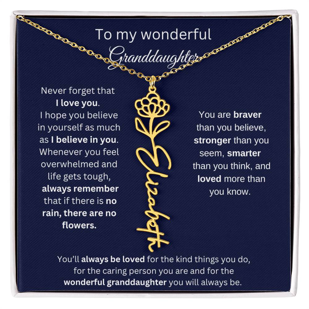 To My Wonderful Granddaughter  Personalized Birth Month Flower Necklace 1