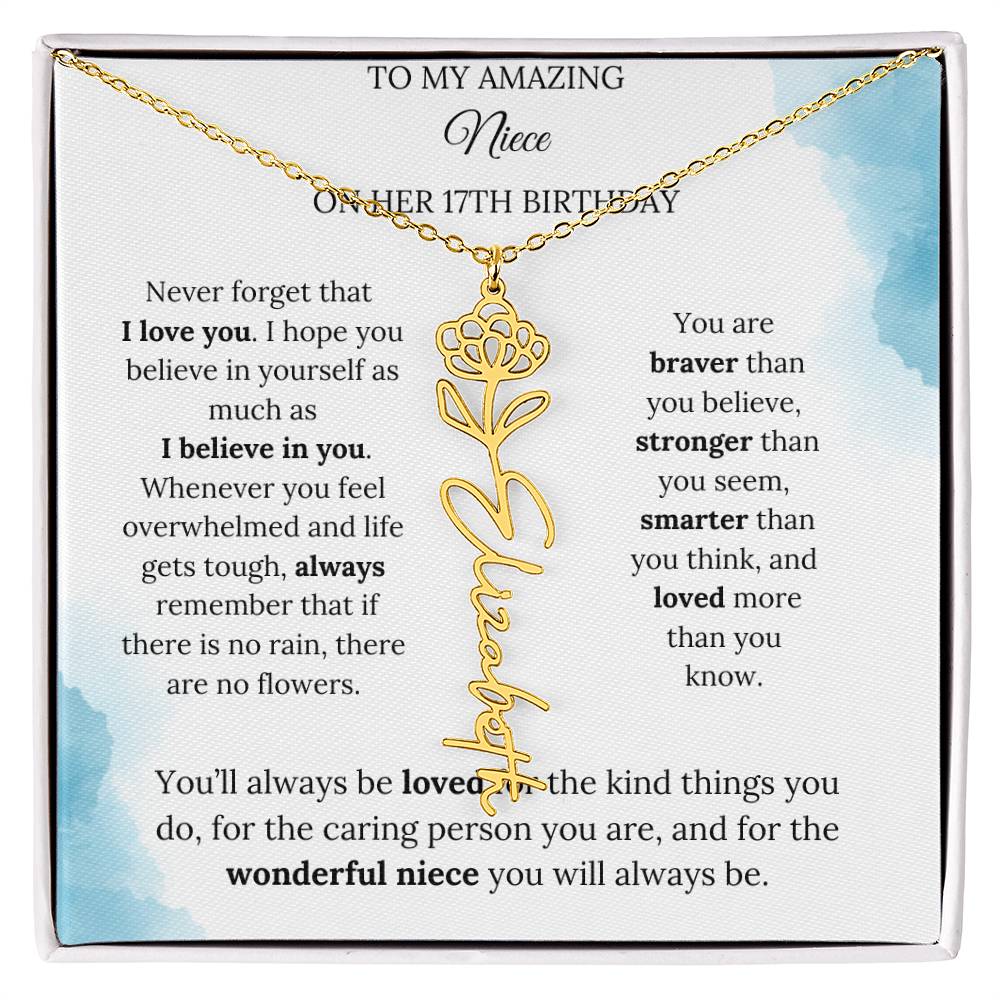 Birth Month Flower Name Necklace for My Niece's 17th Birthday