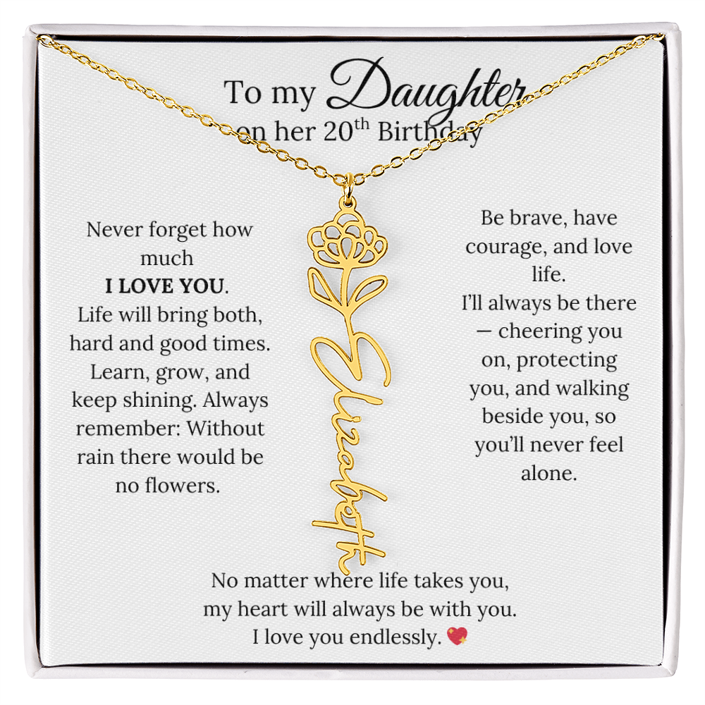 20th Birthday Gift from Mom - Personalized Flower Name Necklace