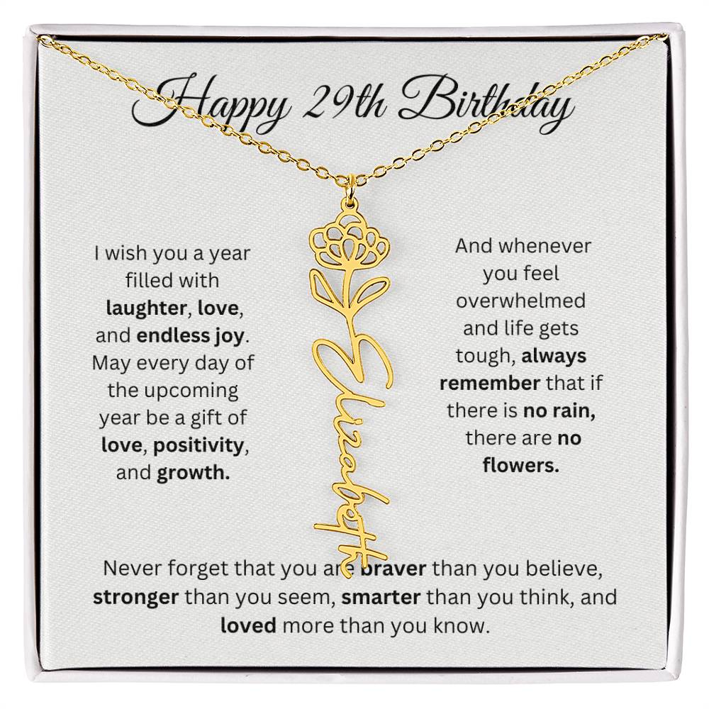 Happy 29th Birthday - Flower Name Necklace