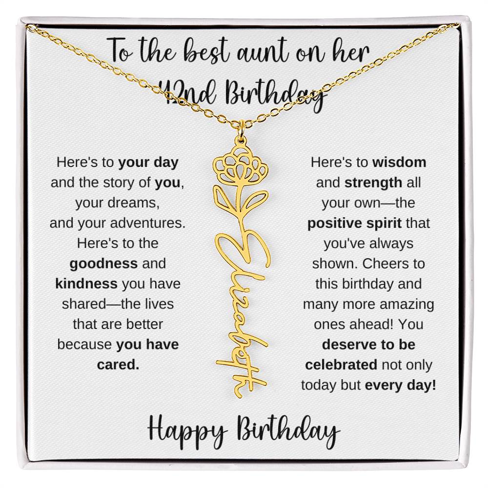 To The Best Aunt - Happy 42nd Birthday | Flower Name Necklace