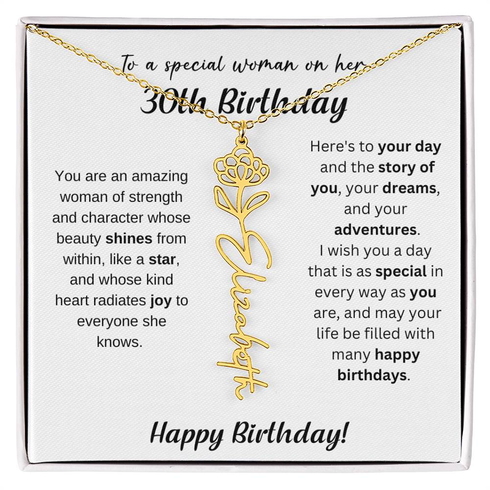 30th Birthday Gift Birthflower Necklace
