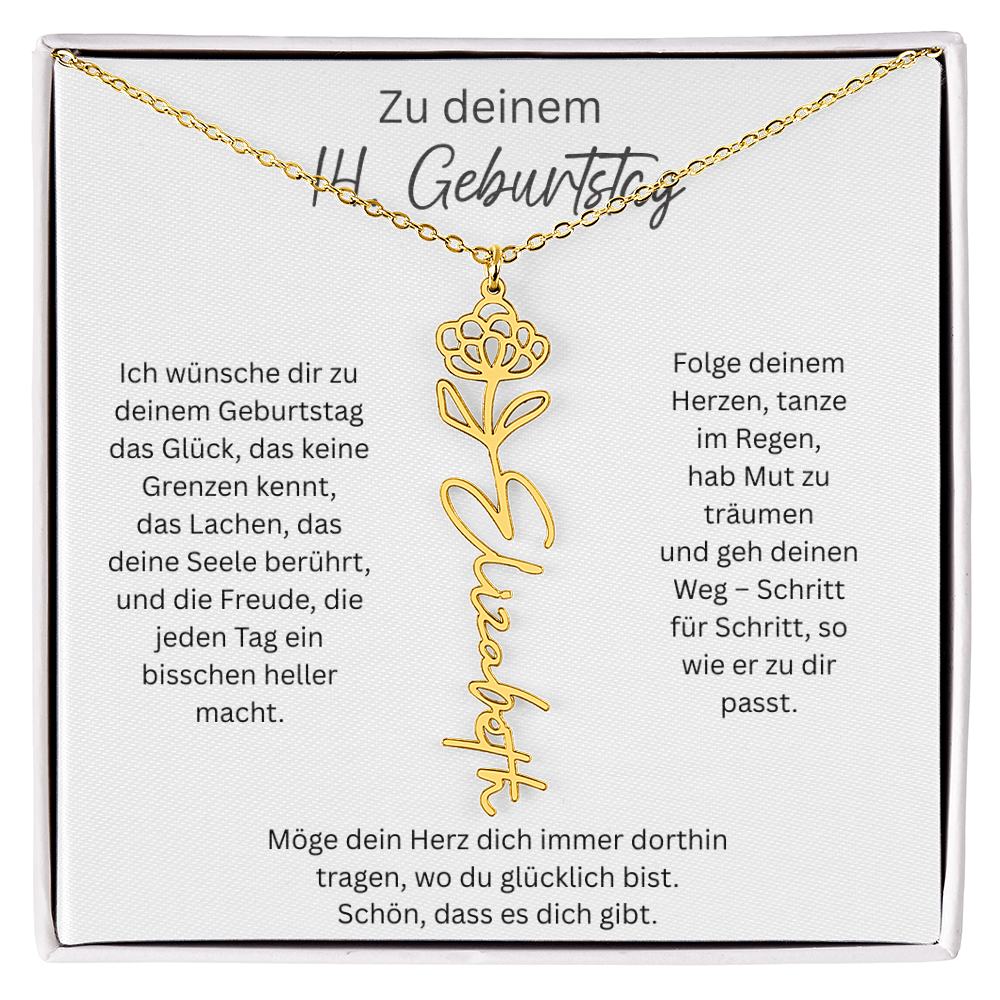 Geburtsblumen Namenskette zum 14 Geburtstag personalisiert Name Kette Gravur Geschenk