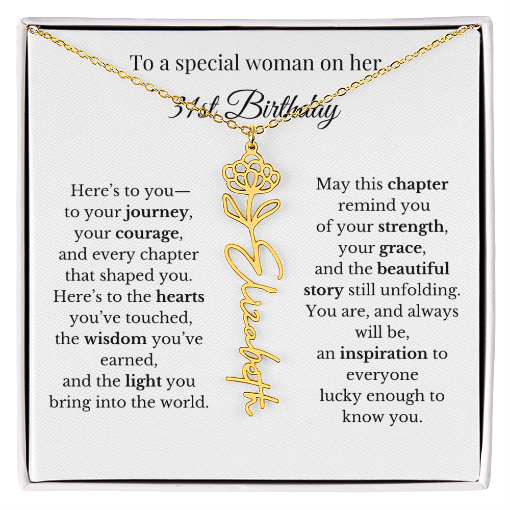 31st Birthday Gift for Her Birth Flower Name Necklace