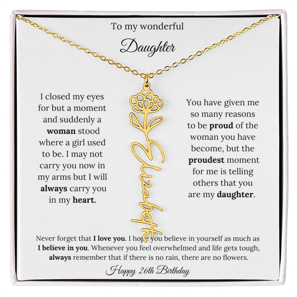 Happy 26th Birthday | Never Forget That I Love You | Flower Name Necklace