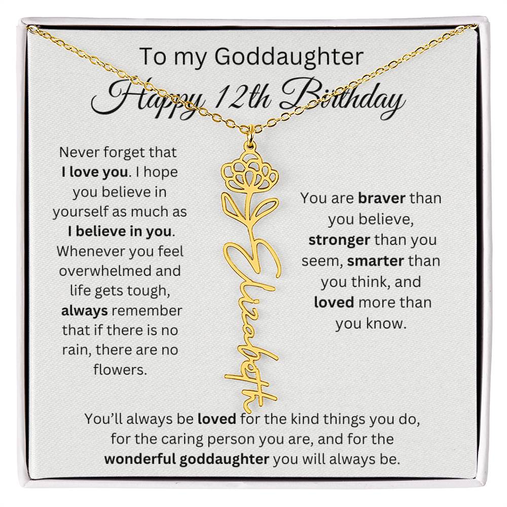 To My Goddaughter Happy 12th Birthday - Flower Name Necklace