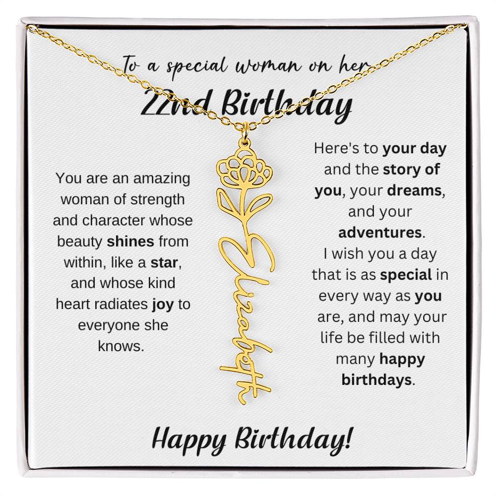 22nd Birthday Gift Birthflower Necklace