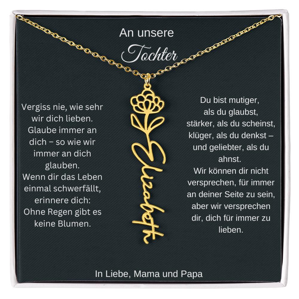 Geburtsblume Namenskette Tochter personalisierte Gravur Kette Geschenk