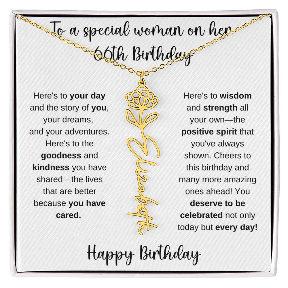 66th Birthday - Flower Name Necklace