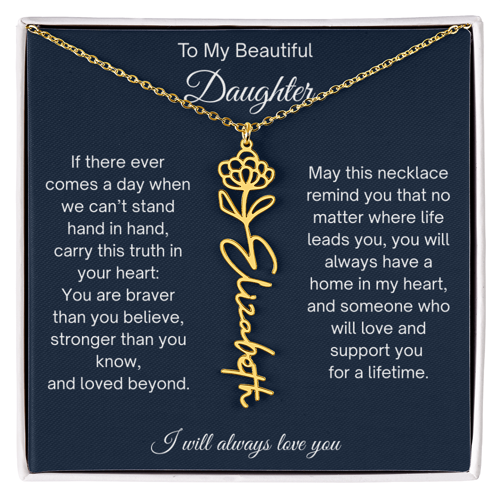Daughter Gift Personalized Birth Flower Name Necklace