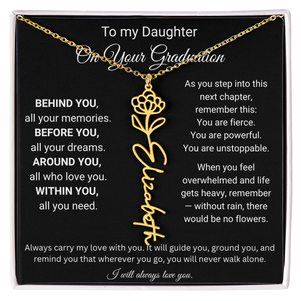 To My Daughter On Your Graduation | Carry My Love | Flower Name Necklace