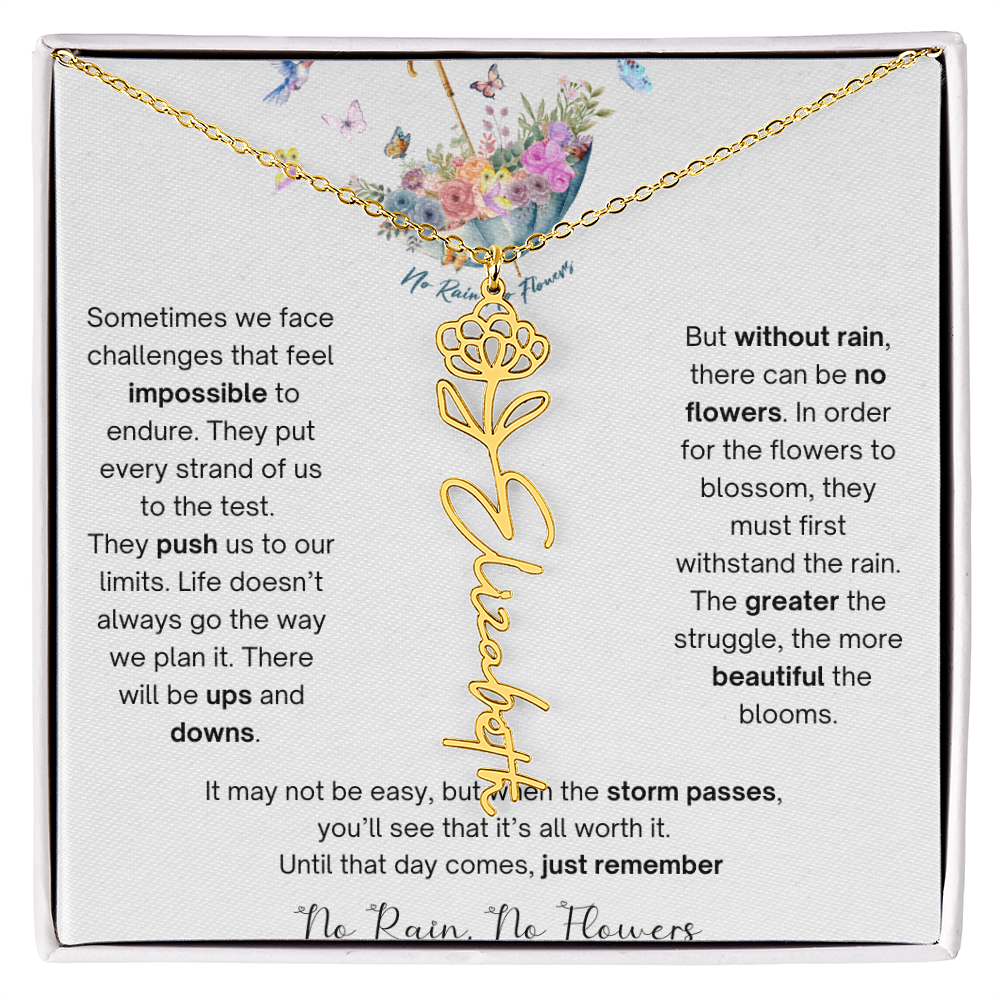 No Rain No Flowers 3 - Flower Name Necklace
