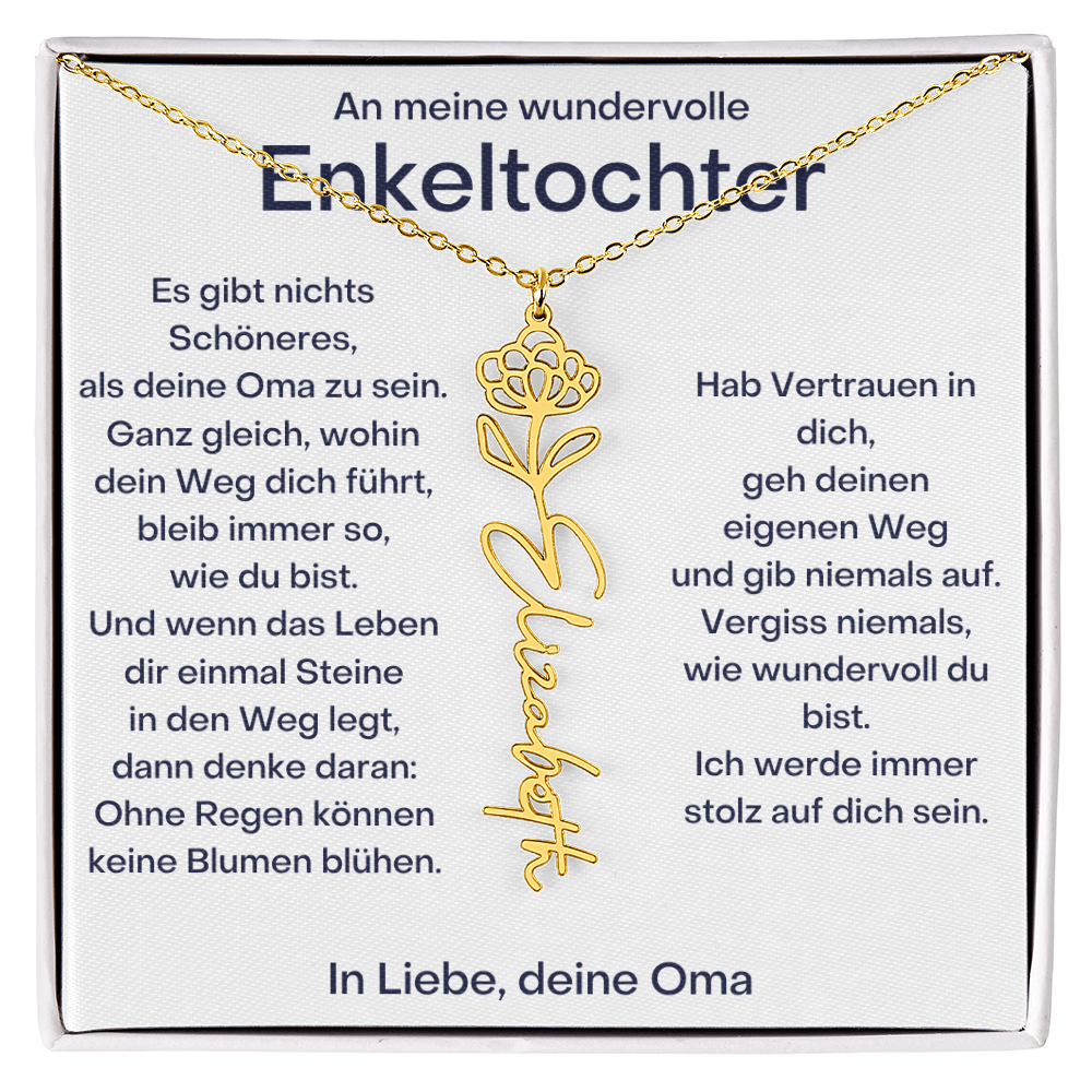 Personalisierte Geburtsblumenkette für Enkeltochter Von Oma