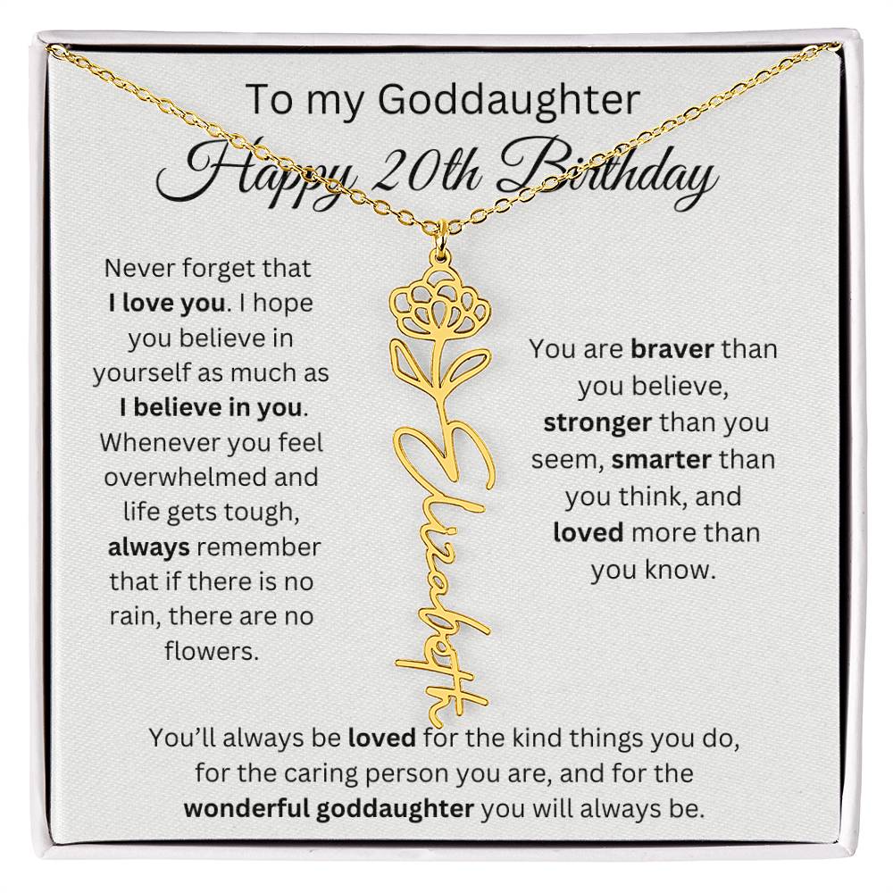 To My Goddaughter Happy 20th Birthday - Flower Name Necklace