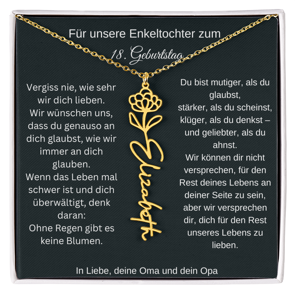 18. Geburtstag Blumen Namenskette