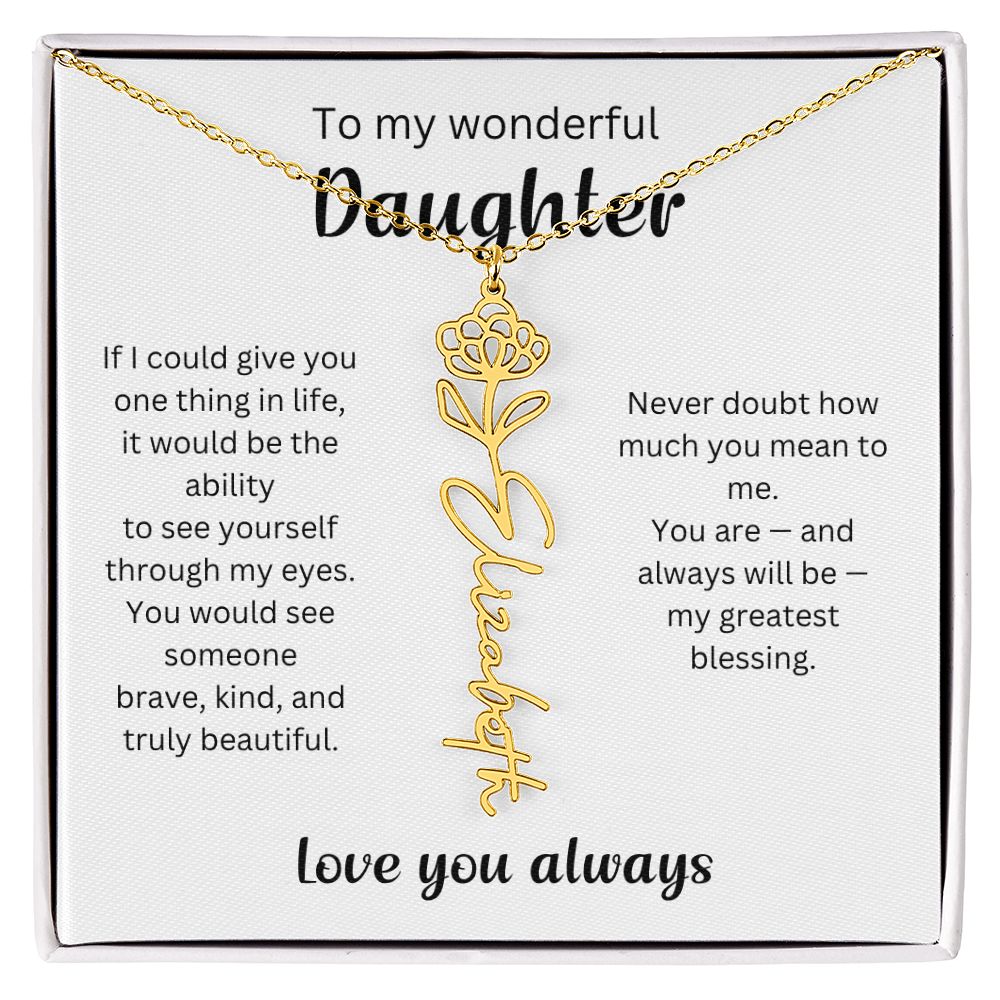 Emotional Gift for Daughter - Birth Flower Name Necklace 3
