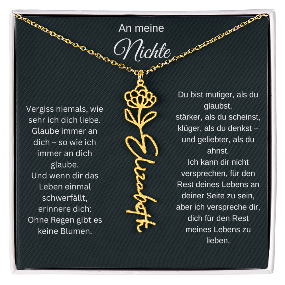 An meine Nichte Geburtsblume Namenskette mit Gravur Geschenk Geburtstag Weihnachten