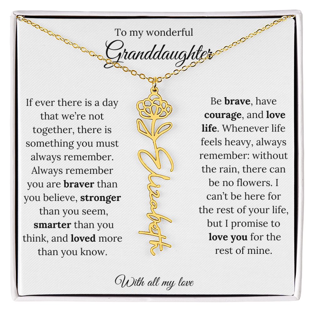 Personalized Birth Flower Name Necklace for Granddaughter