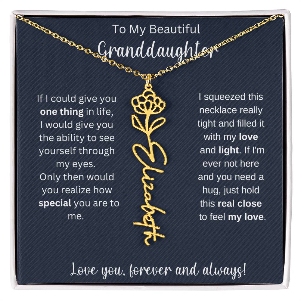 Granddaughter Birthday Present | Flower Name Necklace