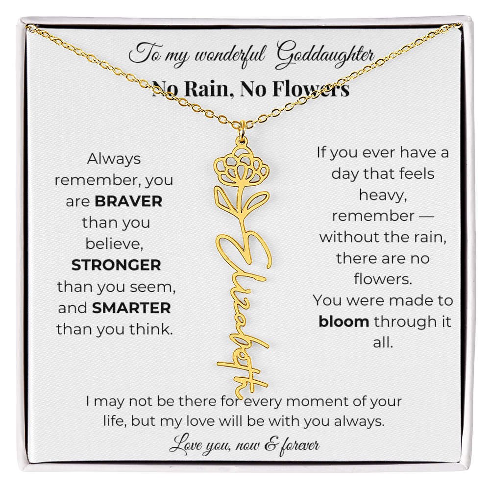 Birth Flower Necklace for Goddaughter with Message Card