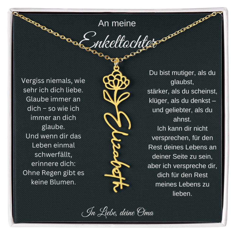 An meine Enkeltochter Geburtsblume Namenskette personalisierte Gravur Schmuck Geschenk
