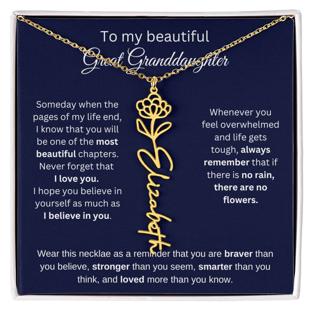 To My Beautiful Great Goddaughter Flower Necklace 2