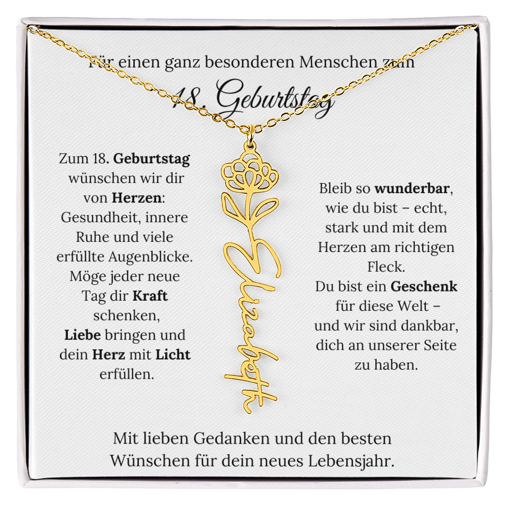 Personalisiertes 18. Geburtstagsgeschenk mit Geburtsblume