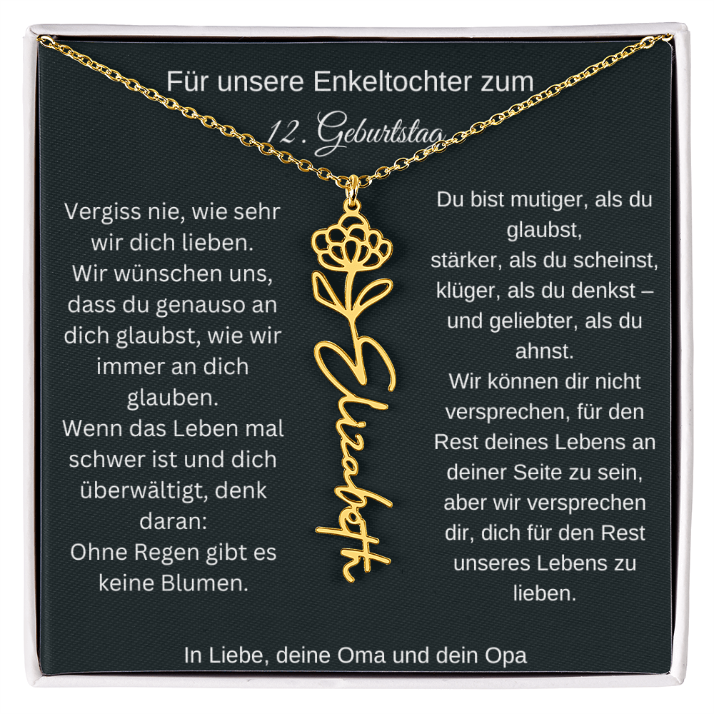 12. Geburtstag Blumen Namenskette