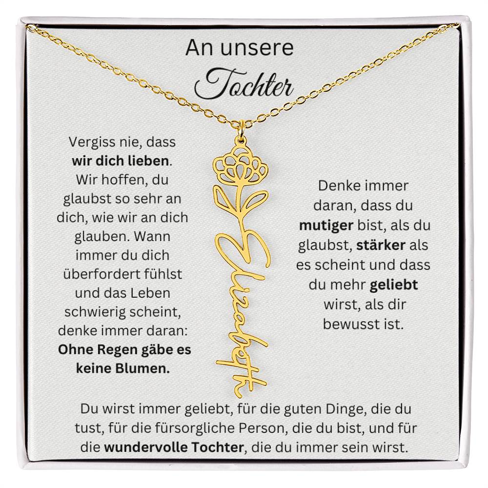 An Unsere Tochter - Vergiss Nie Geburtsblumen Kette Personalisierbar Mit Namen