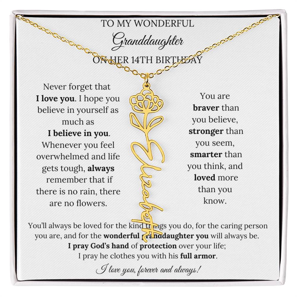 To My Wonderful Granddaughter On Her 14th Birthday - I Love You Forever & Always