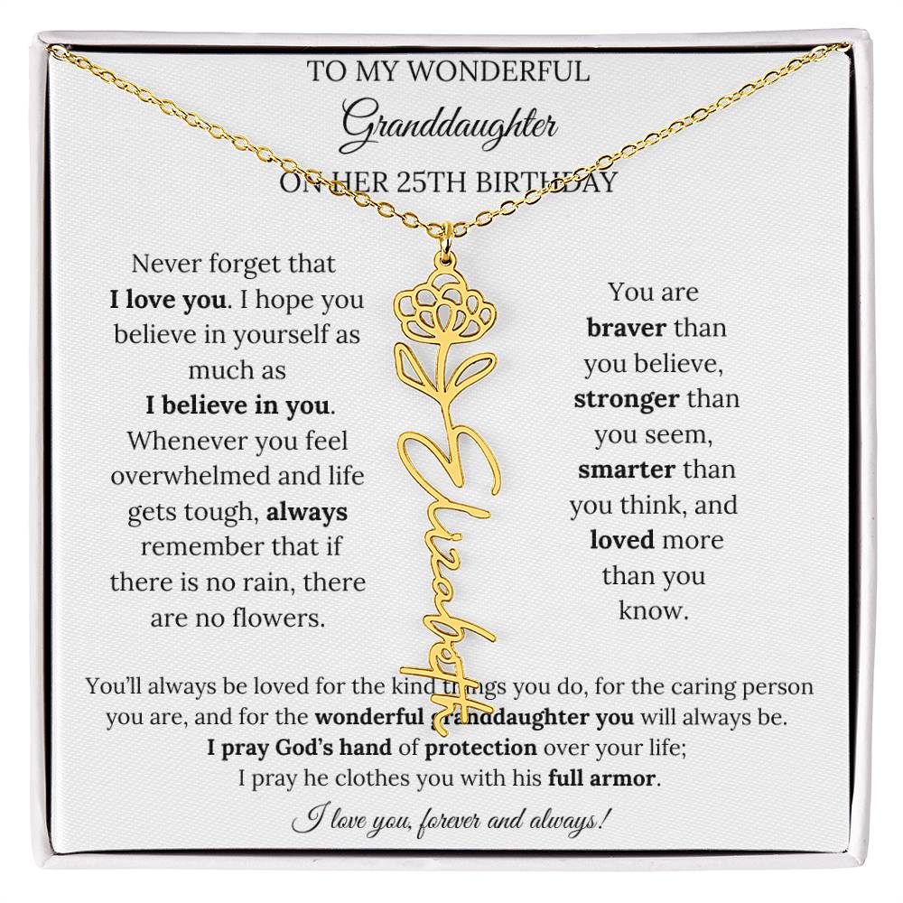 To My Wonderful Granddaughter On Her 25th Birthday - I Love You Forever & Always