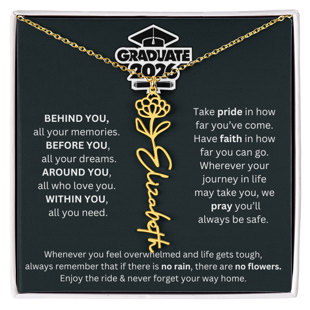 2026 Graduation Gift | Birth Flower Name Necklace 1