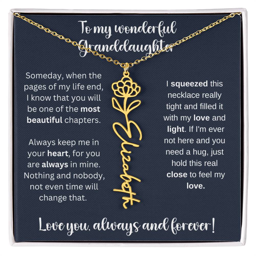 To My Wonderful Daughter Always Keep Me In Your Heart | Flower Name Necklace