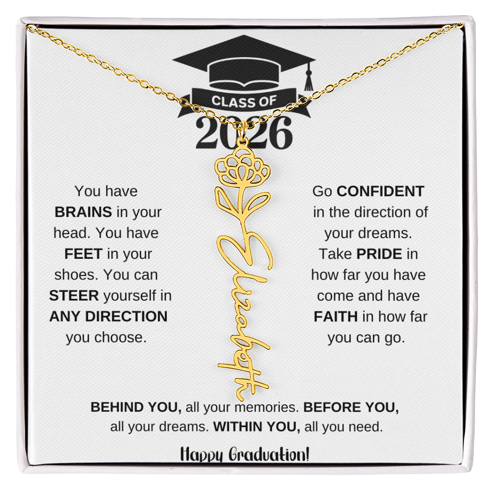 Personalized 2026 Graduation Gift Birth Month Flower Necklace