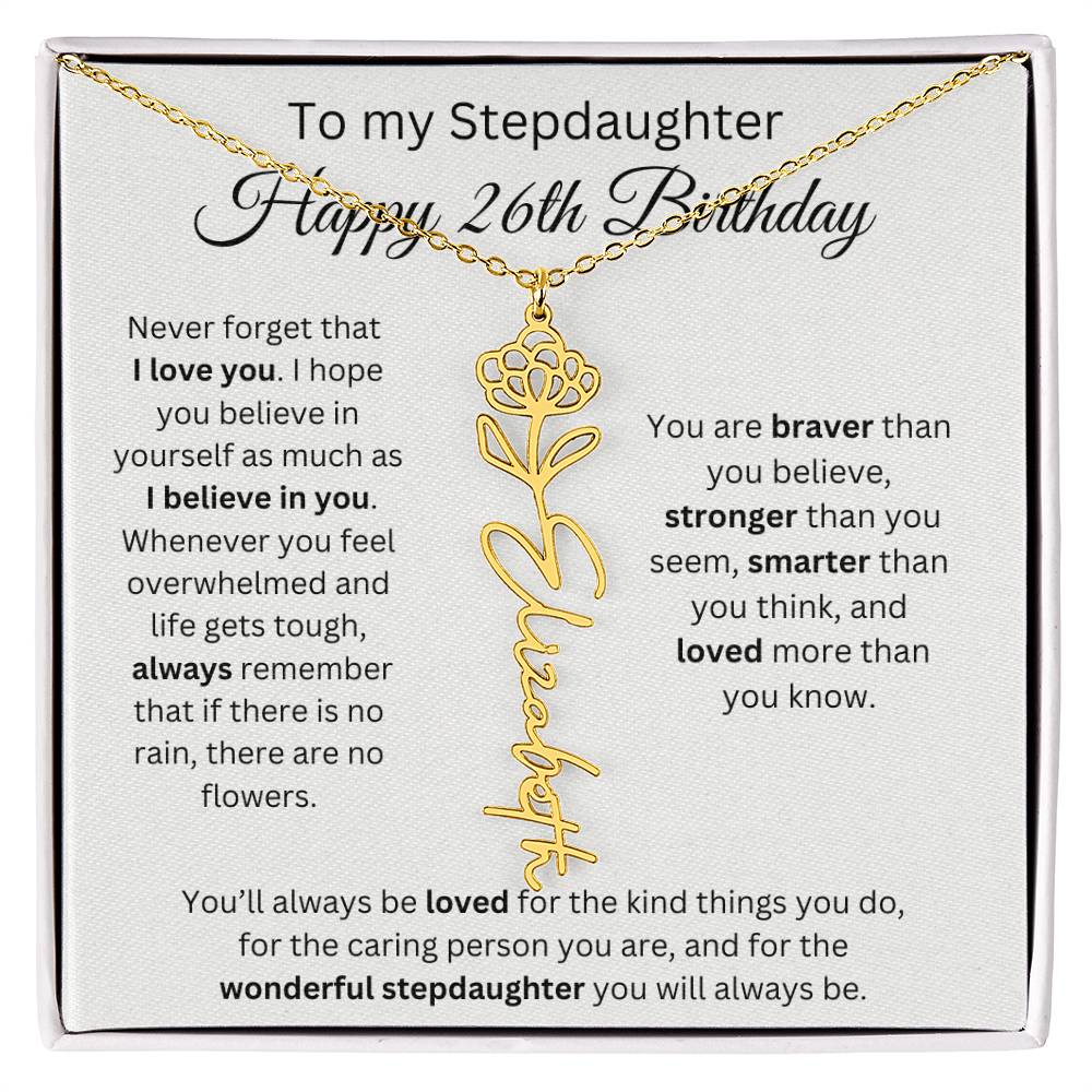 To My Stepdaughter Happy 26th Birthday - Flower Name Necklace