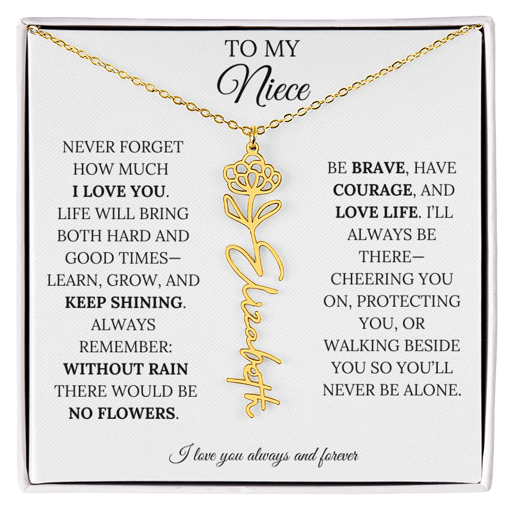 To My Niece | Keep Shining | Flower Name Necklace