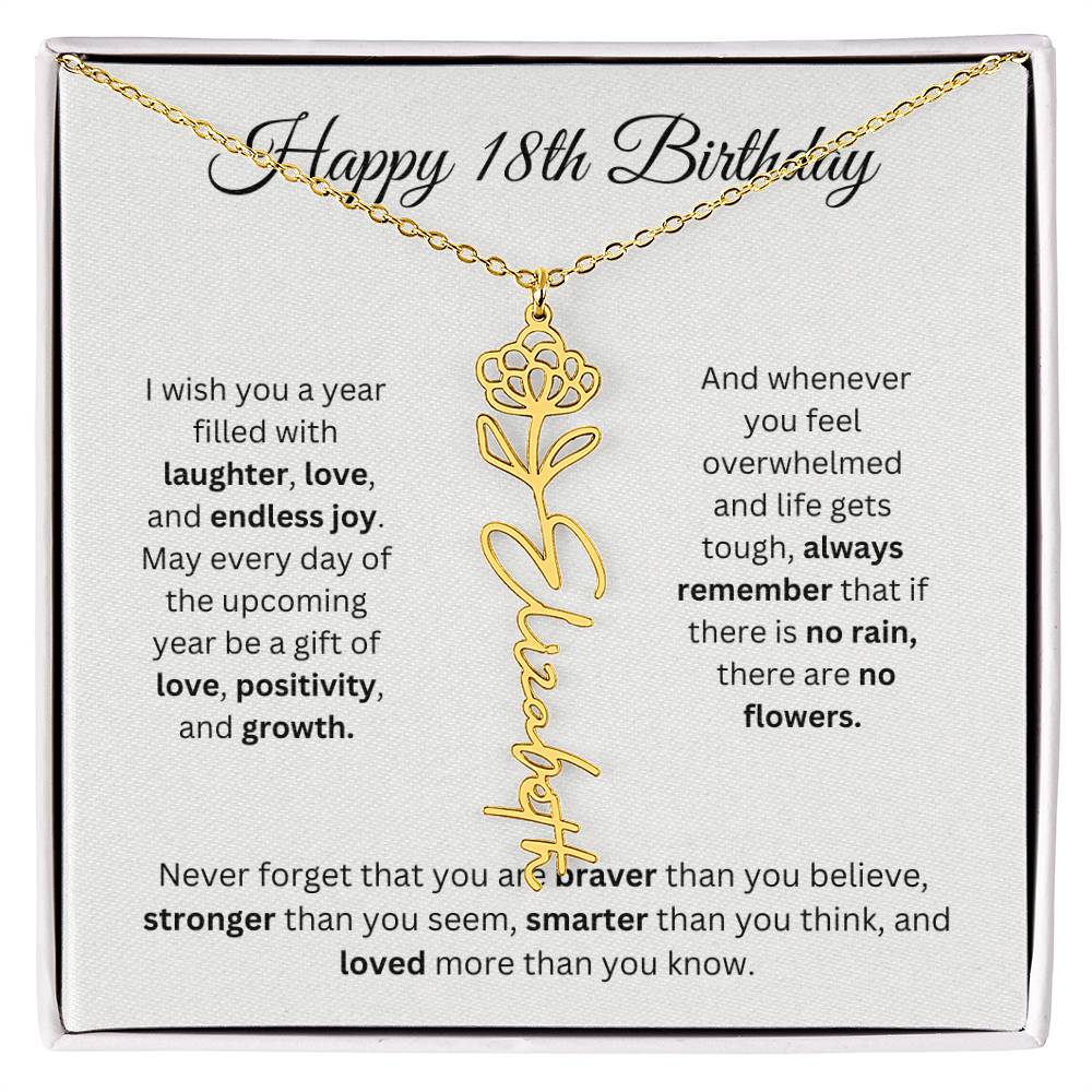 Happy 18th Birthday - Flower Name Necklace