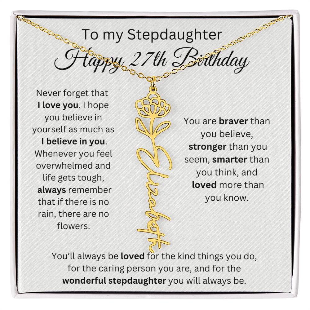 To My Stepdaughter Happy 27th Birthday - Flower Name Necklace